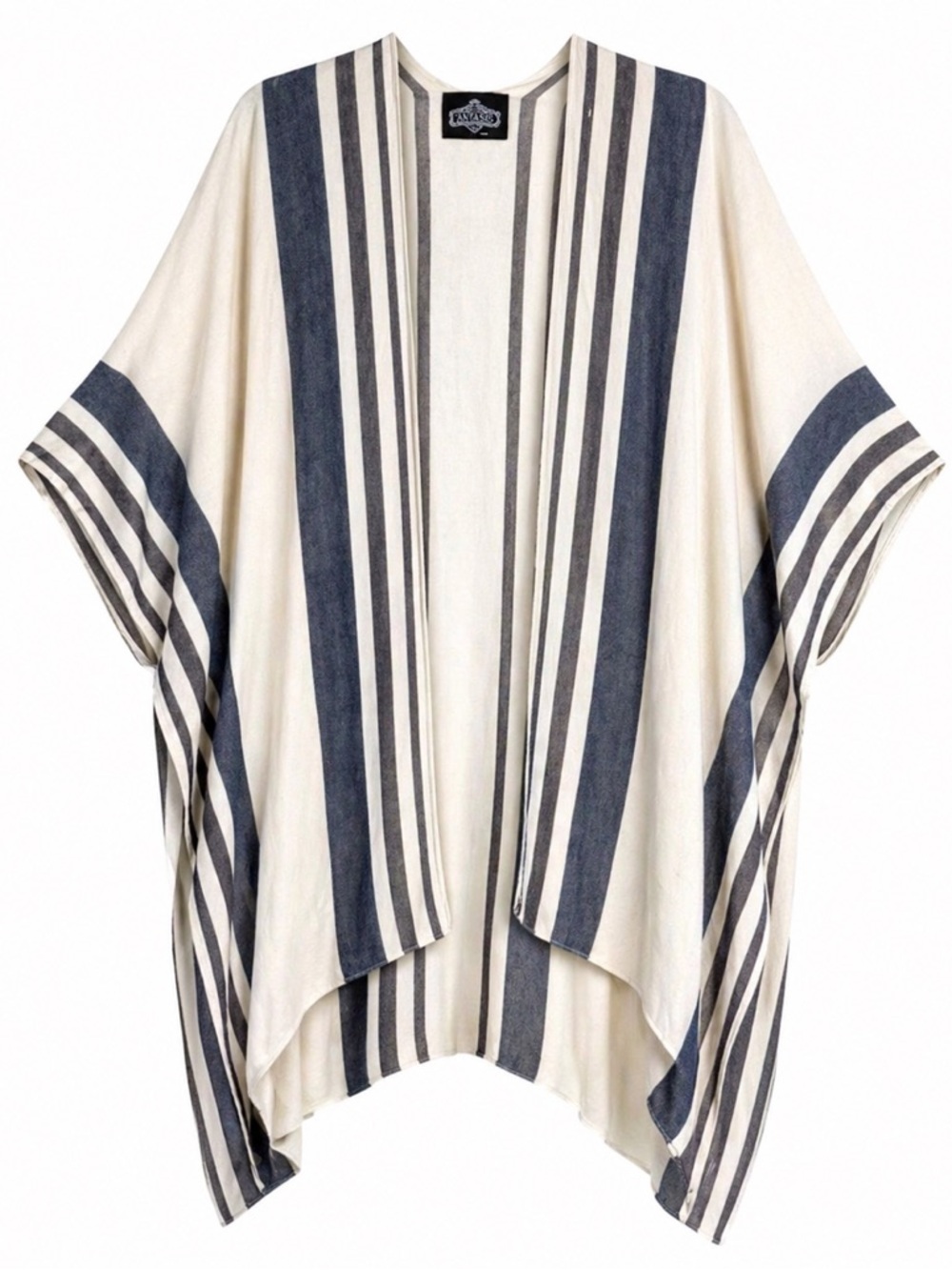 Angie Coastal Striped Swim Cover Up Topper Kimono Open Front Lightweight OS